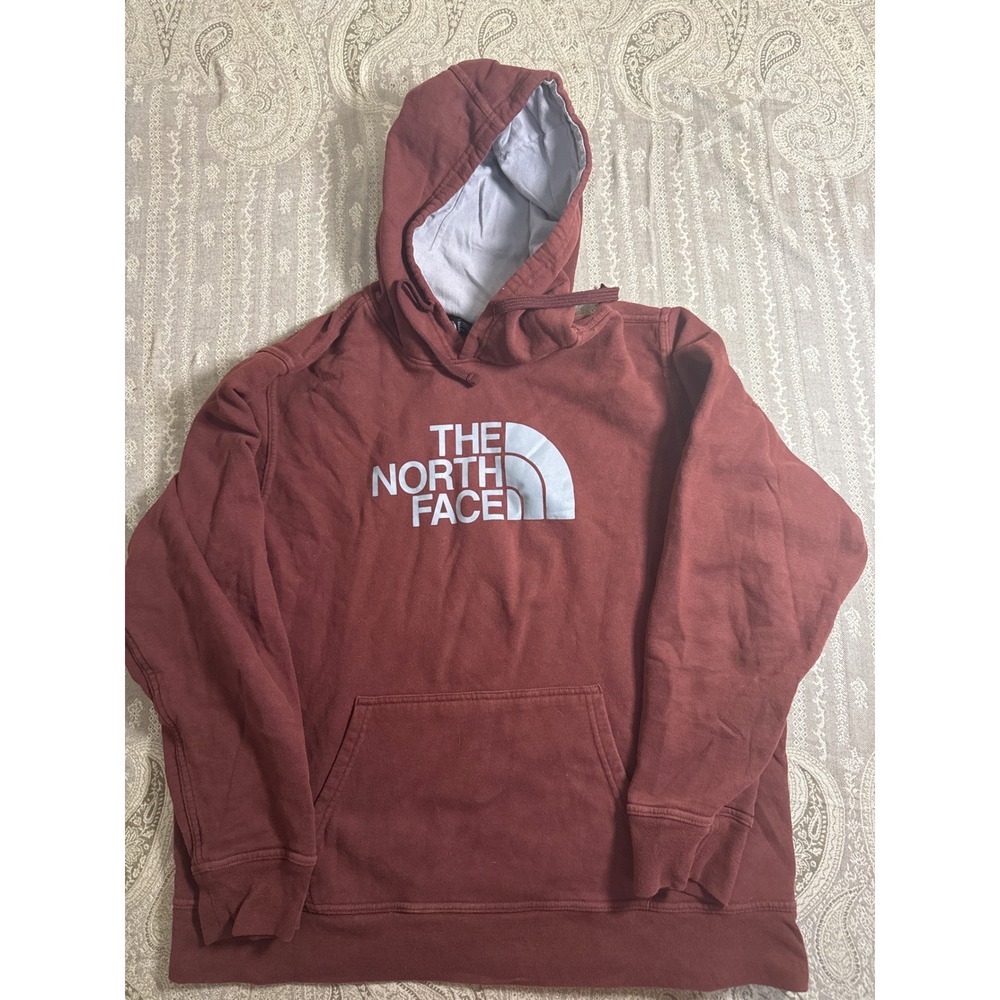 The North Face Mens XL Burgundy Maroon Logo Pullover Hoodie Sweatshirt